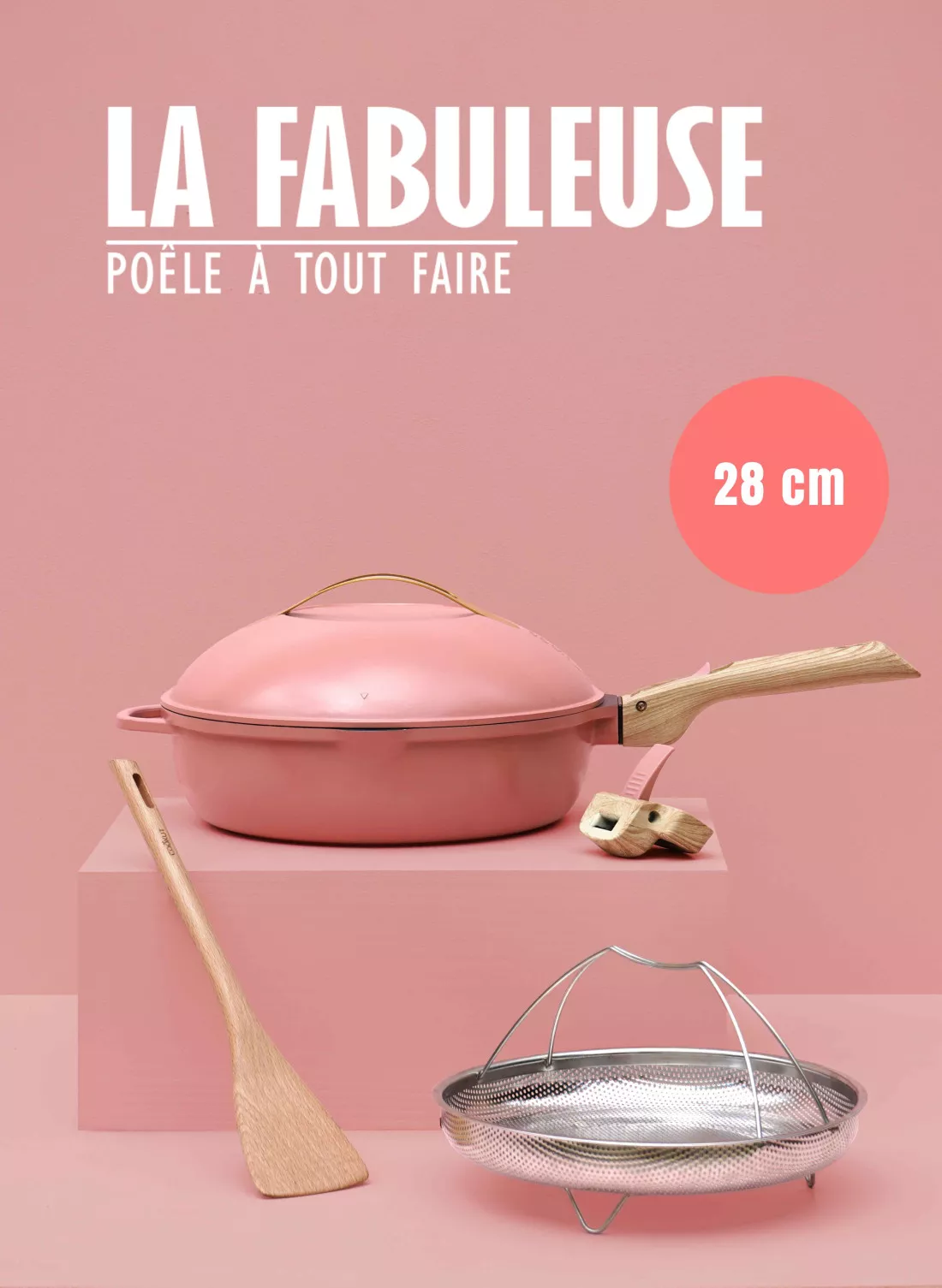 Casserole/Cocotte Cookut La Fabuleuse 28 Cm - Rubis - Revêtement Céramique - Toutes Cuissons (induction, Gaz...)